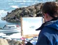 arctic artist Rhonda McDonald sketching